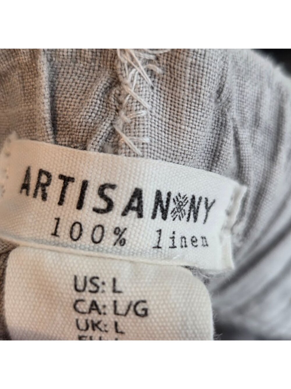 Artisan NY Women’s Linen Drawstring Wide Leg Pants Beige Gray Size L - Picture 9 of 10